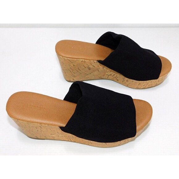 SONOMA Life & Style black textile slip on high heel sandals woman's size 6, NEW! - Picture 4 of 8